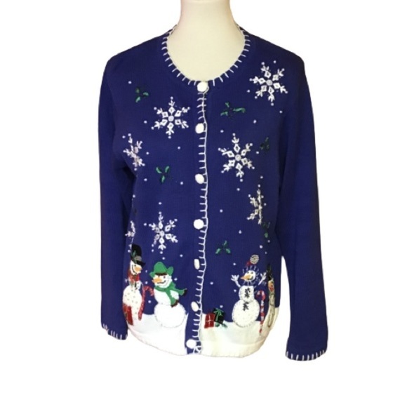 Vintage Sweaters - Retro Y2K embroidered beaded Christmas cardigan